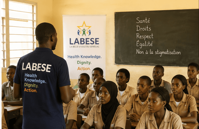 Students in a classroom setting participating in a health education session.